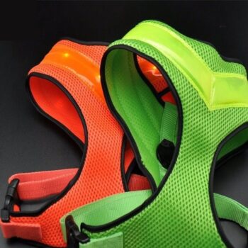 Hundesele myk med LED lys. Oppladbar USB