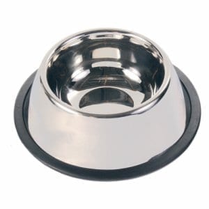 Spanielskål 0.9 liter rustfri med gummikant