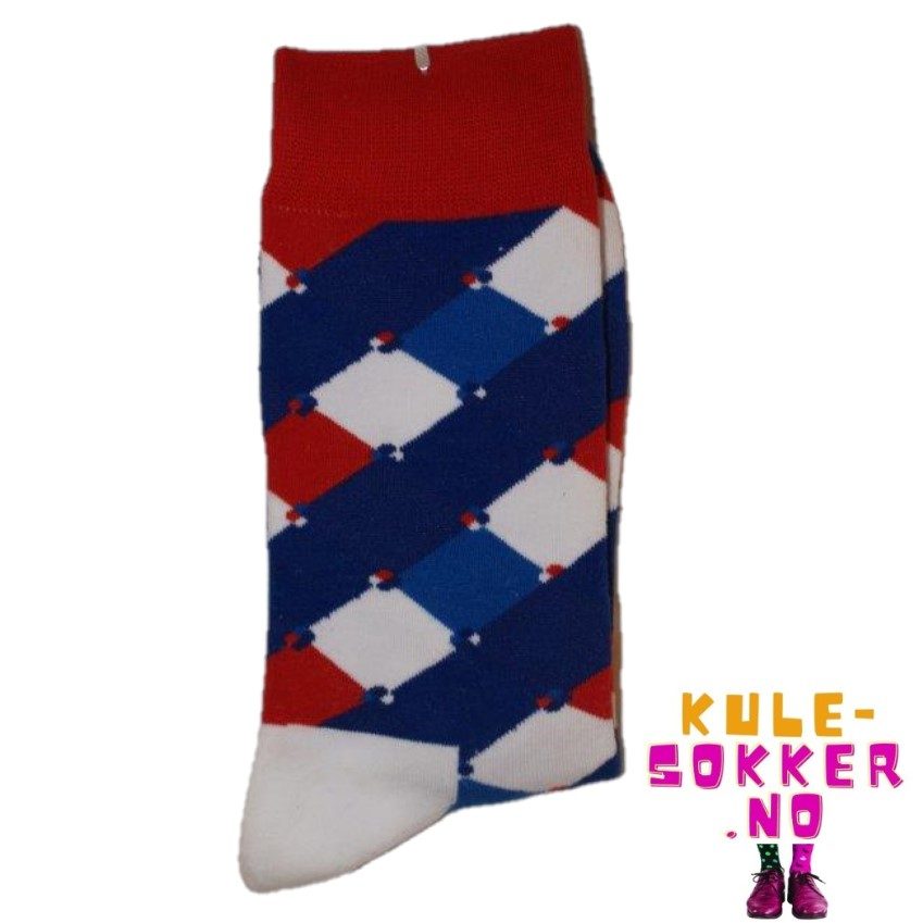 Rutete sokker Rød Hvit Blå