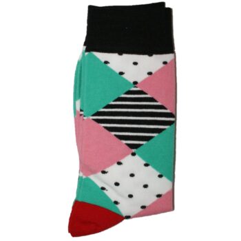 Trekantmønstret sokk Rosa og Grønn