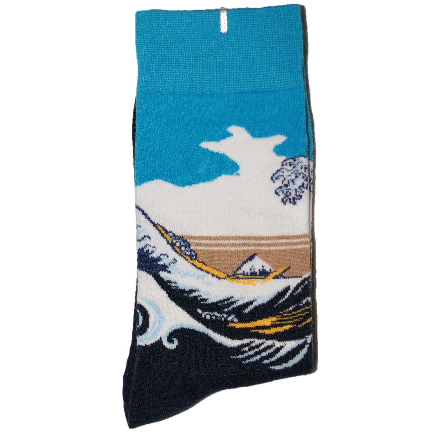 Sokk med blå sjø og himmel