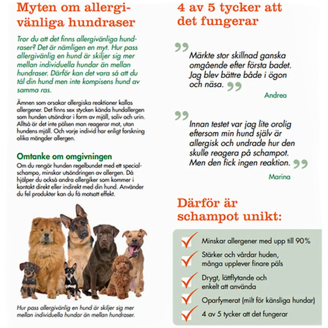 Allergenius Spesialsjampo hund - reduserer mengden allergen
