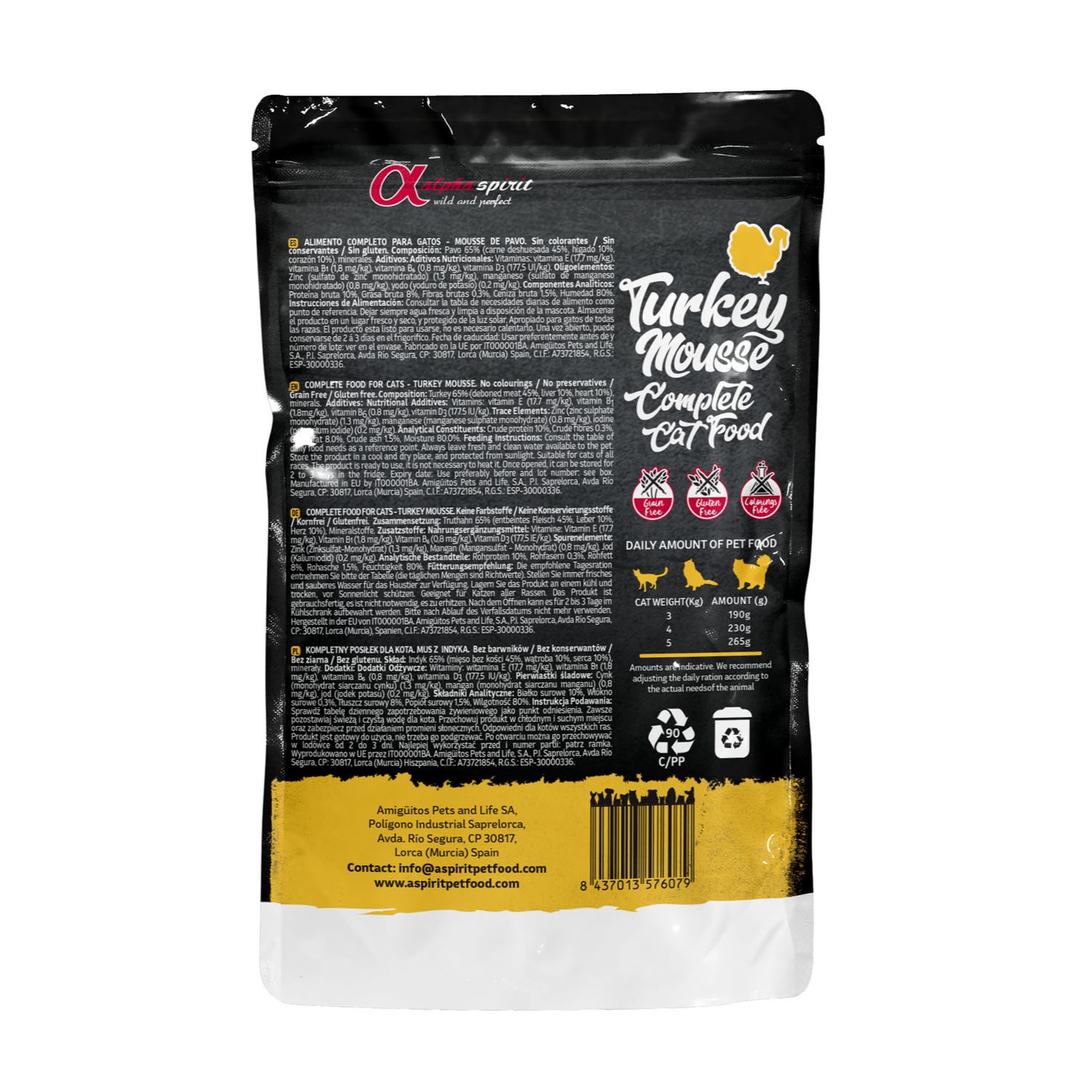 Alpha Spirit - Mousse - Kalkun - Monoprotein Våtfôr Katt 24 x 85g