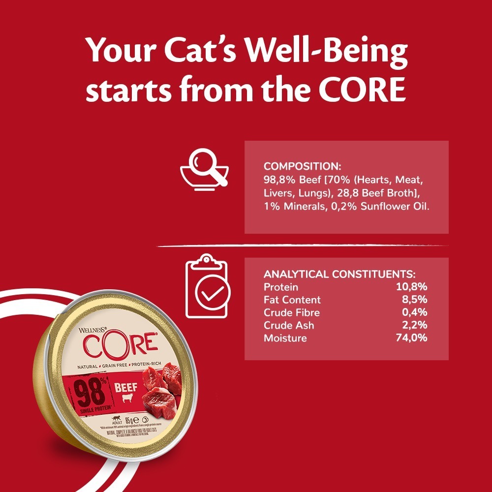 CORE 98 oksekjøtt katt 12 x 85g