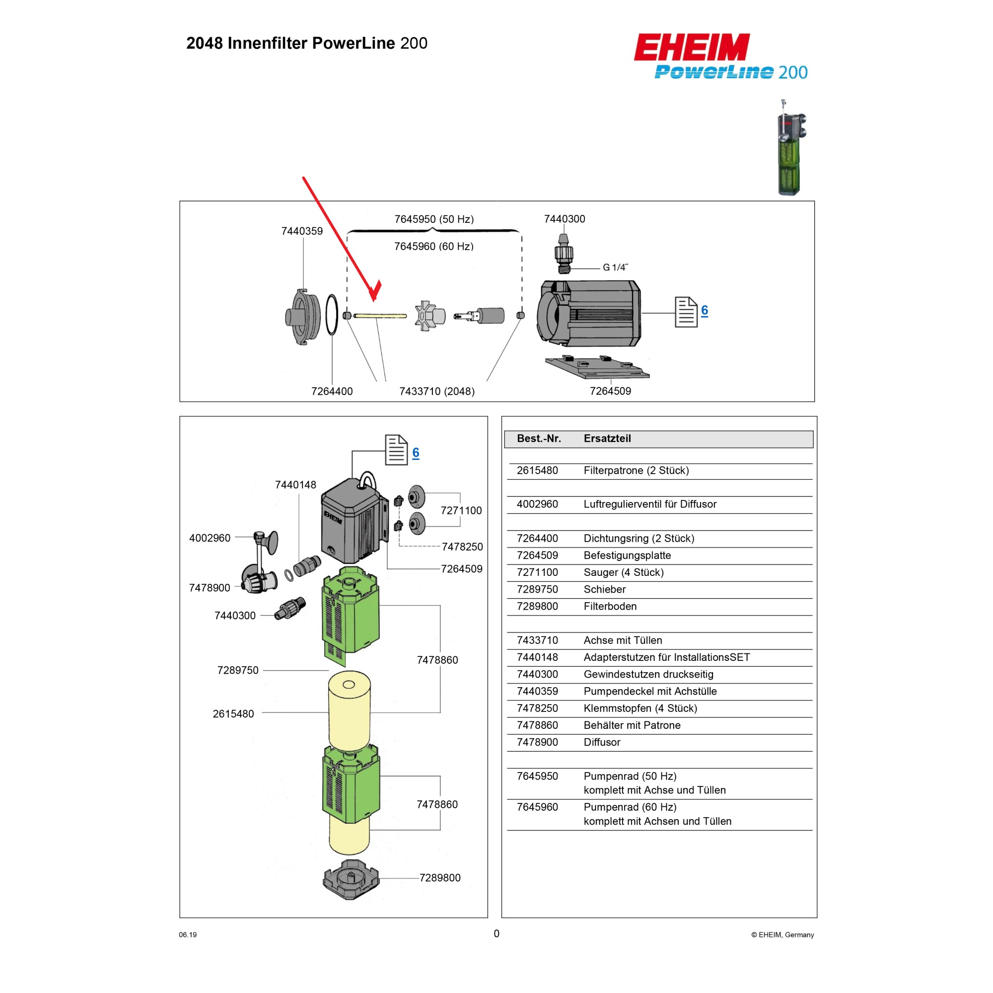 Eheim Axel-lager til 2048-2448-2211-2213-2313