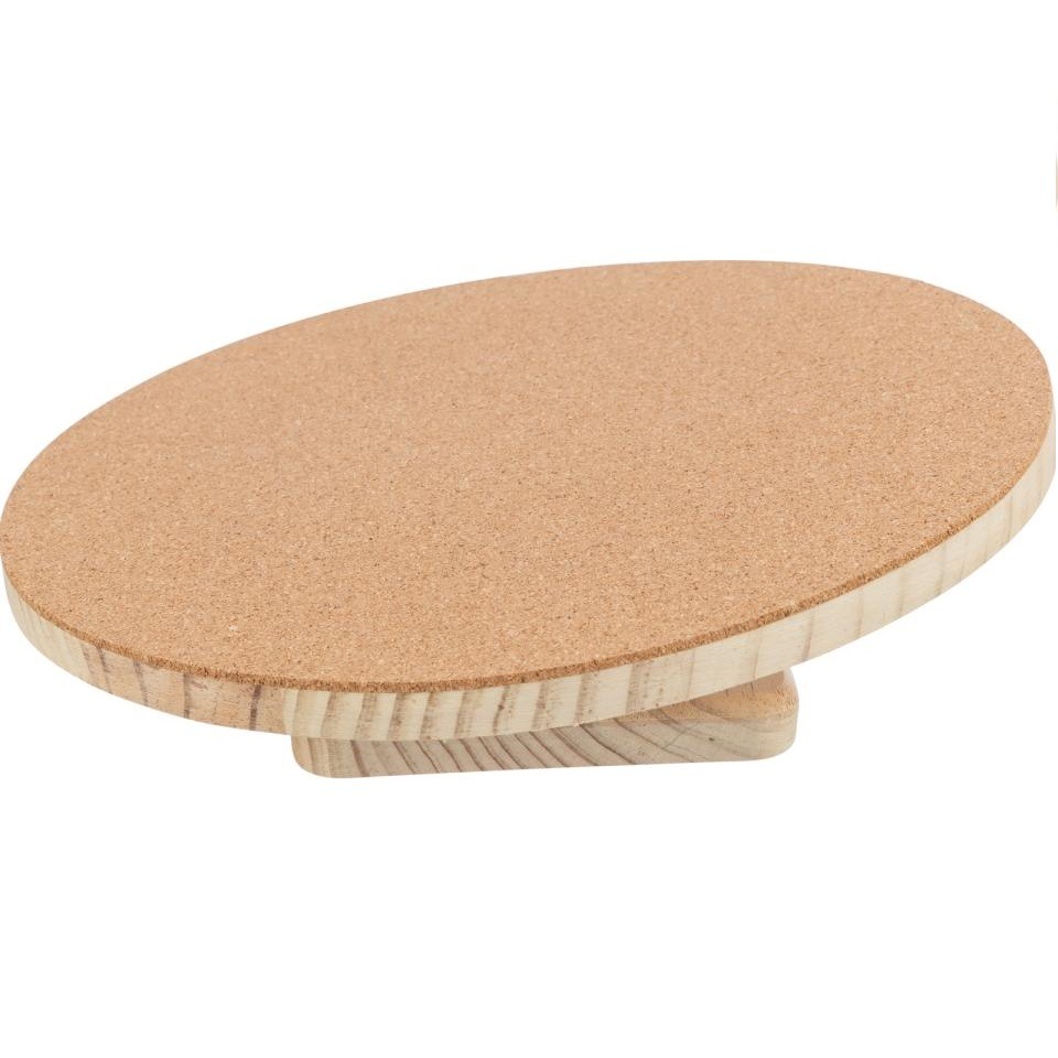 Lu00f8petallerken i treverk og kork