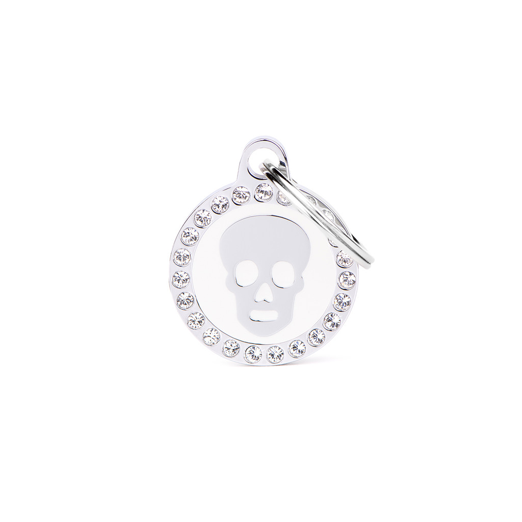 Myfamily Glam Strass ID-merke med hodeskalle Myfamily Glam Strass ID-merke med hodeskalle