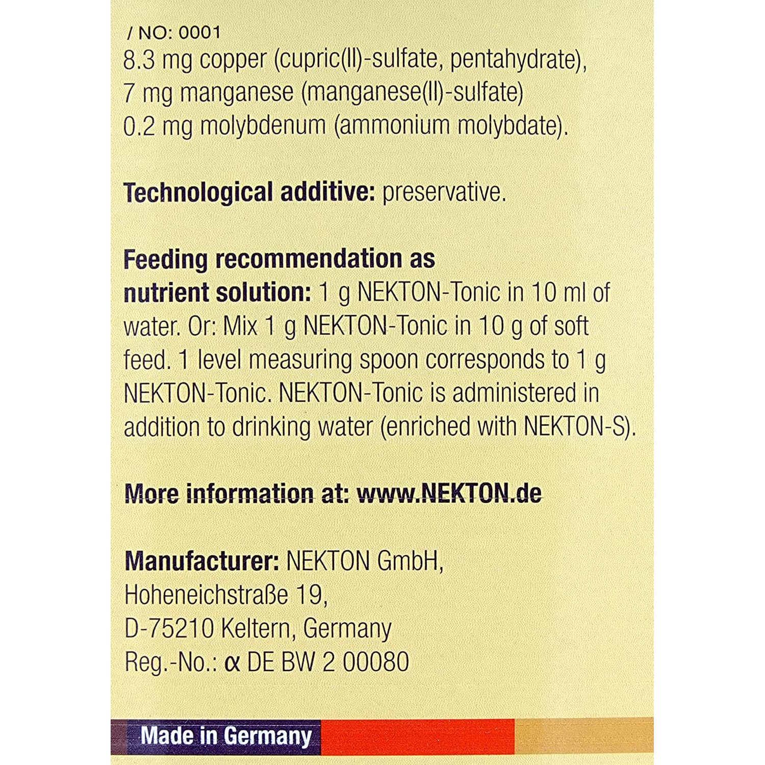 Nekton Tonic K for fru00f8spisende fugler 200 gram