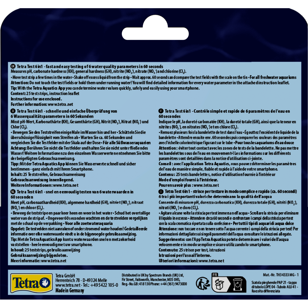 Tetra testset 6in1 25st GH/KH/NO2/NO3/PH/Cl2
