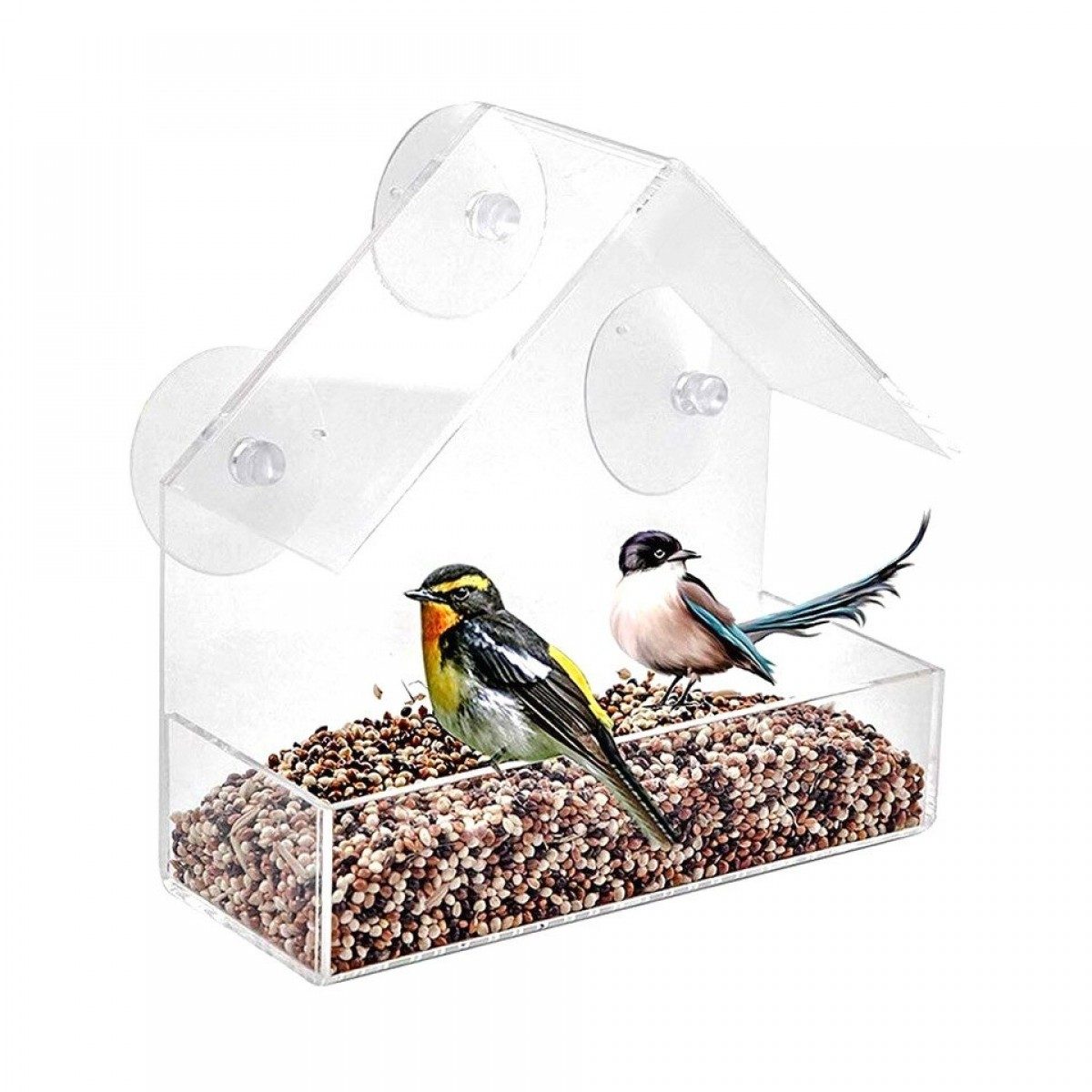 Utefuglautomat til vindusrute m/sugekopper 225ml 15x15x6cm