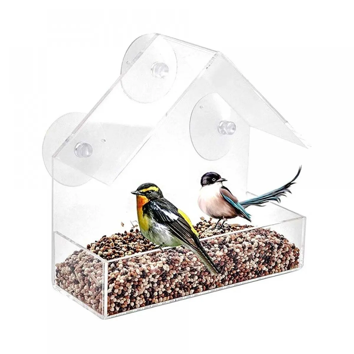 Utefuglautomat til vindusrute m/sugekopper 225ml 15x15x6cm