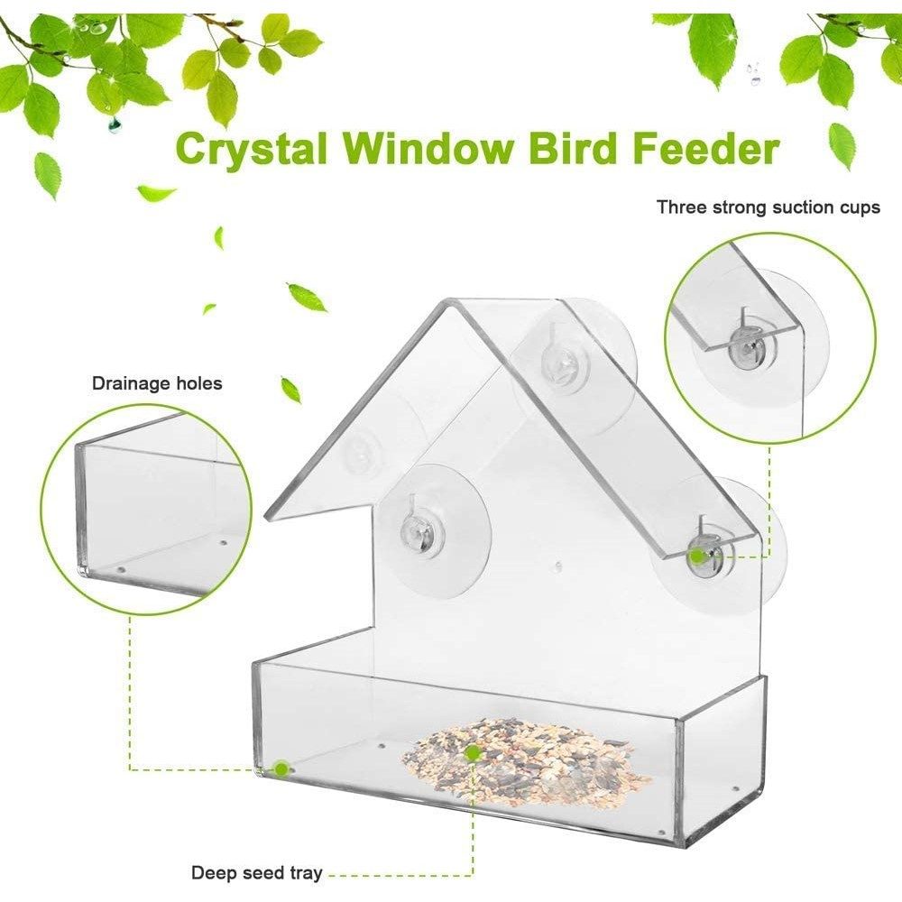 Utefuglautomat til vindusrute m/sugekopper 225ml 15x15x6cm
