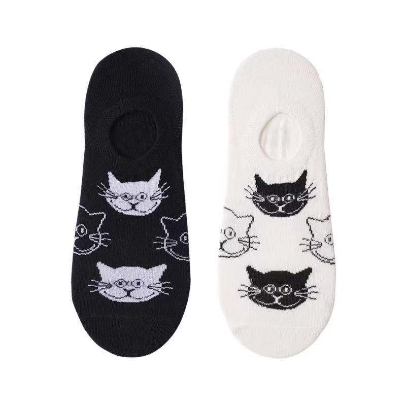 Bomullsokker med kattemotiv