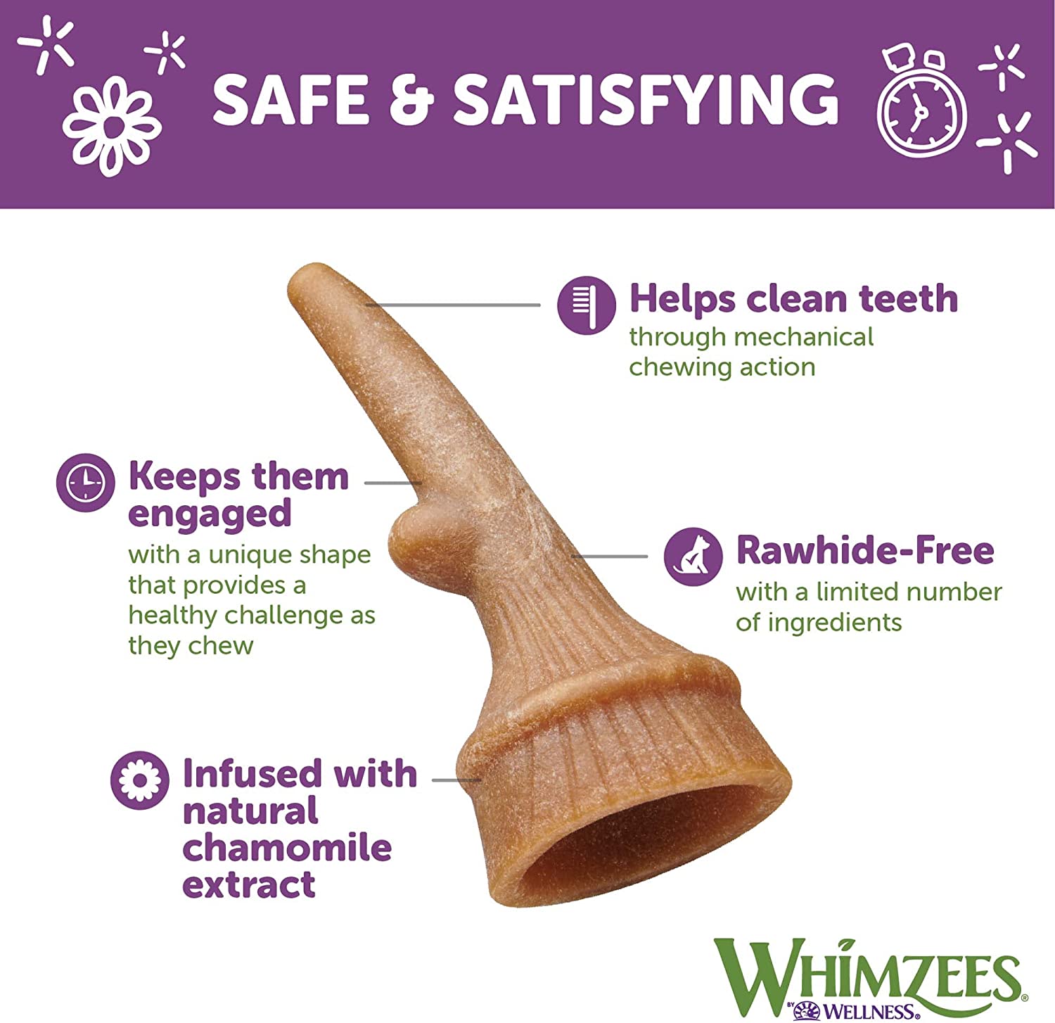 Whimzees Occupy Antler Dental Vegetar Tygg i pose