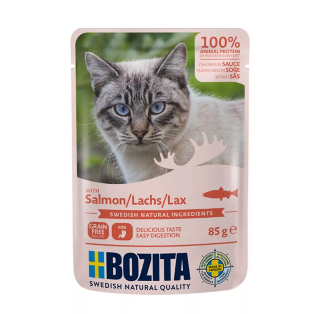 Bozita Feline kjøttbiter i saus med laks – 85 g