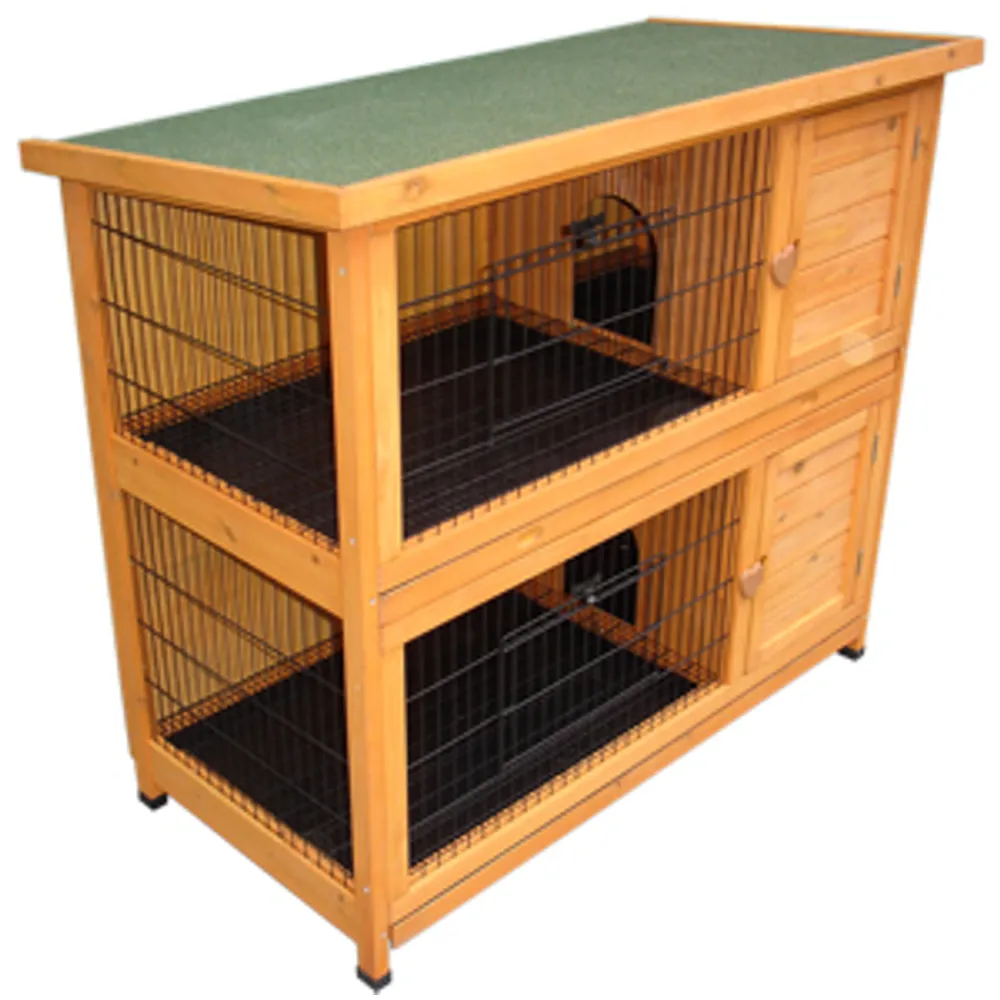 Dobbelt utebur til kanin i tre med ben – 116×61×111 cm