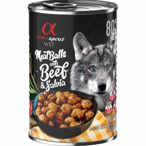 Alpha Spirit Kjøttboller med biff og salvia - Våtfôr Hund 6 x 400g Alpha Spirit Kjøttboller med biff og salvia - Våtfôr Hund 6 x 400g