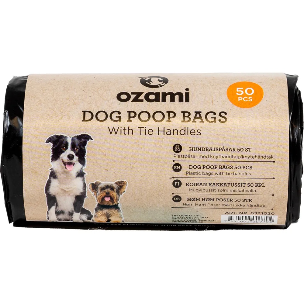 Hundepose Ozami med knytehåndtak 50stk