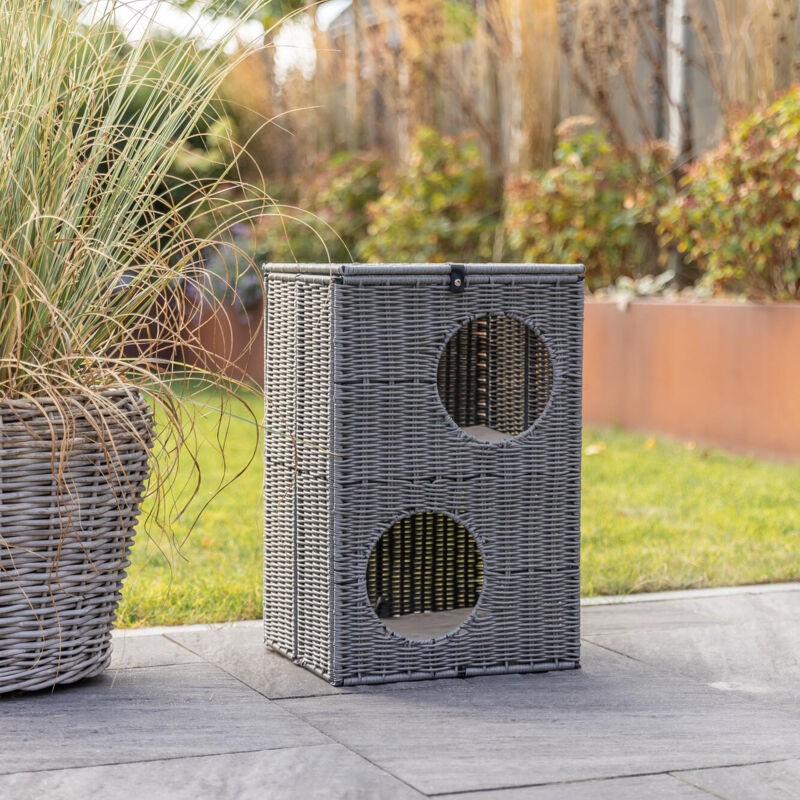 Kattehule 2 etasjer firkantet polyrattan Amalia-Trixie