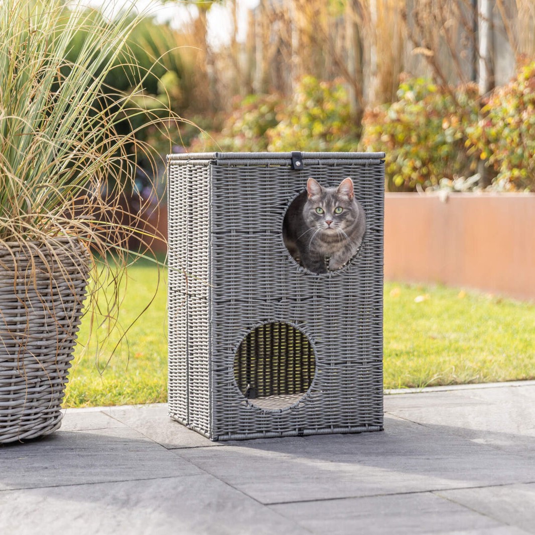 Kattehule 2 etasjer firkantet polyrattan Amalia-Trixie
