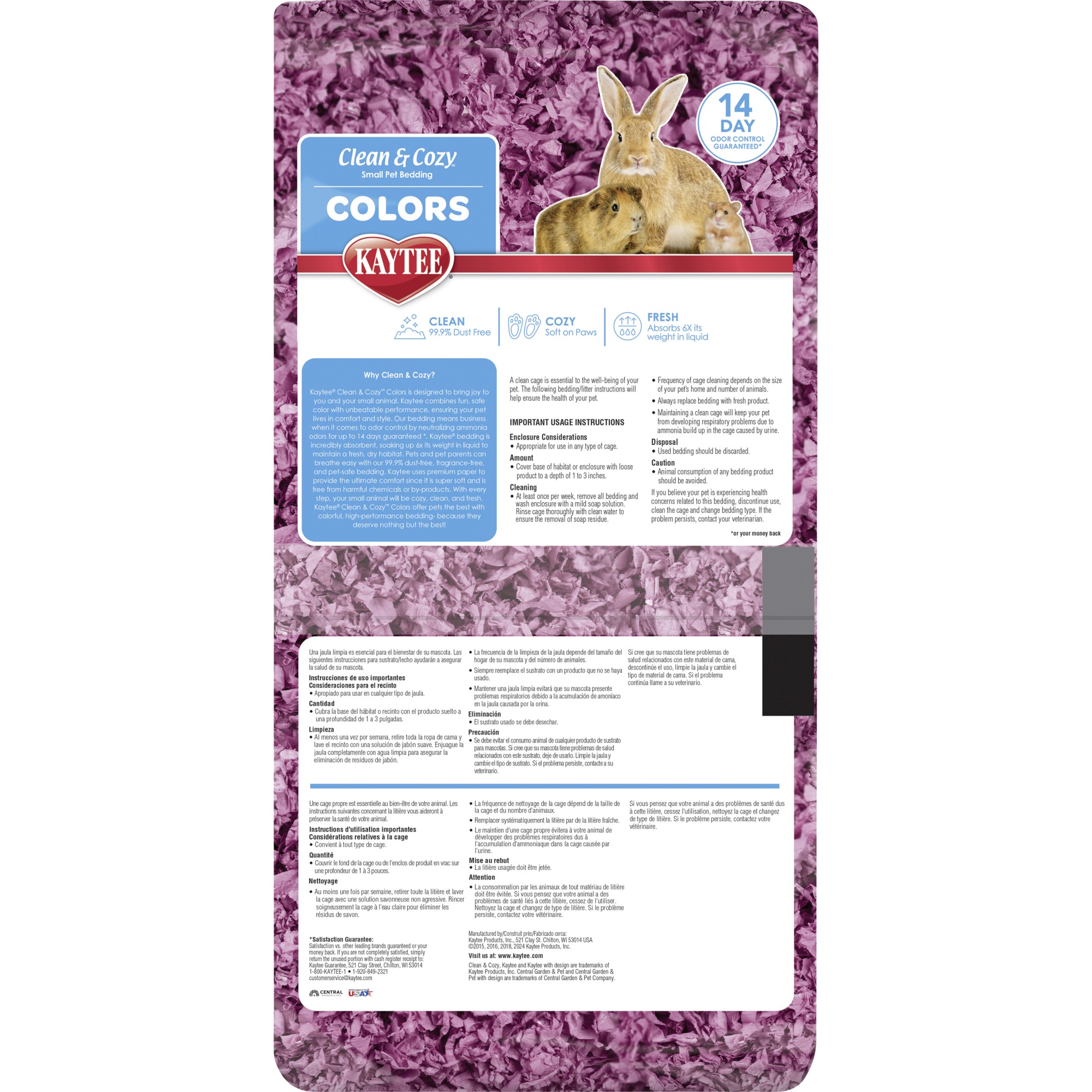 Kaytee Clean & Cozy Colors Plum – papirstrø til smådyr