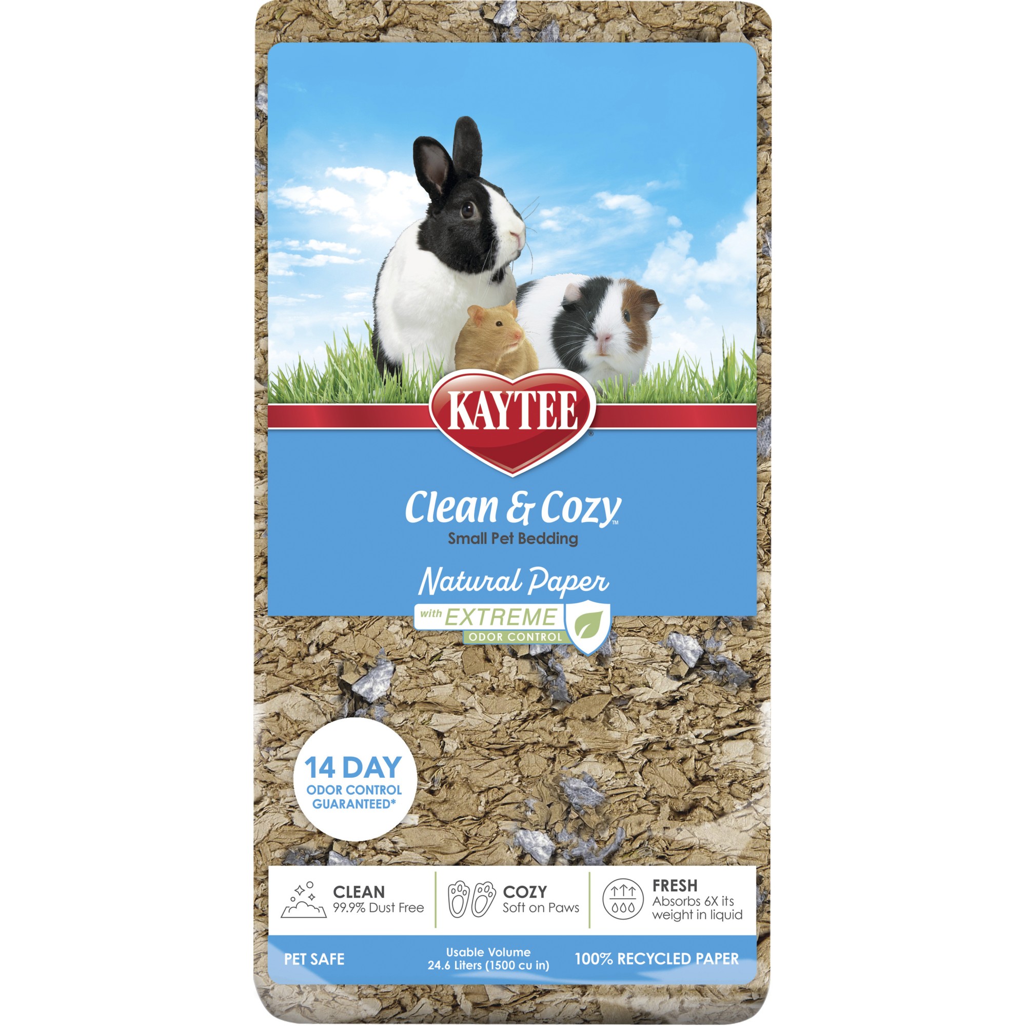 Kaytee Clean & Cozy Natural Paper Extreme Odor Control – papirstrø til smådyr