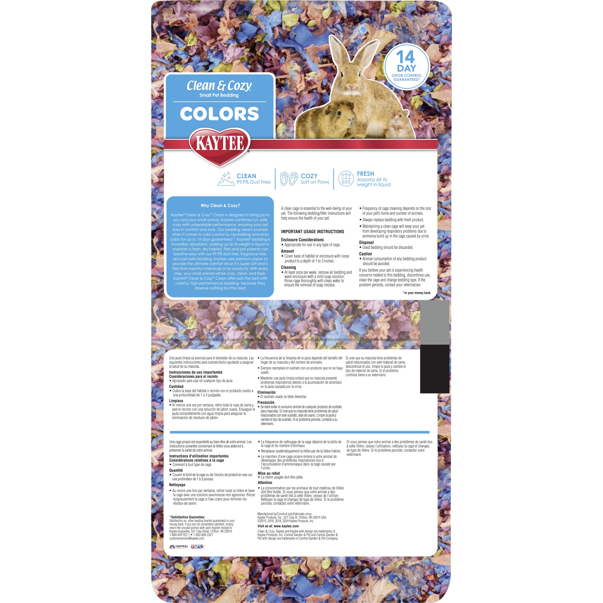 Kaytee Papirstrø til smådyr – Clean & Cozy Colors Kaleidoscope