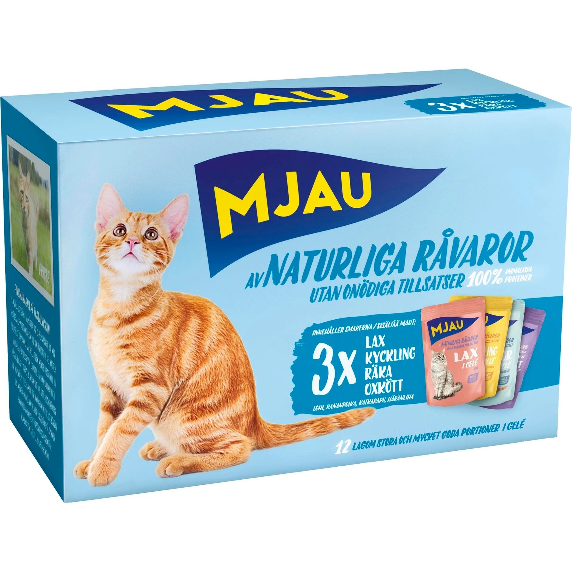 Mjau Pouch Multipack kjøtt og fisk i gele 12x85gr