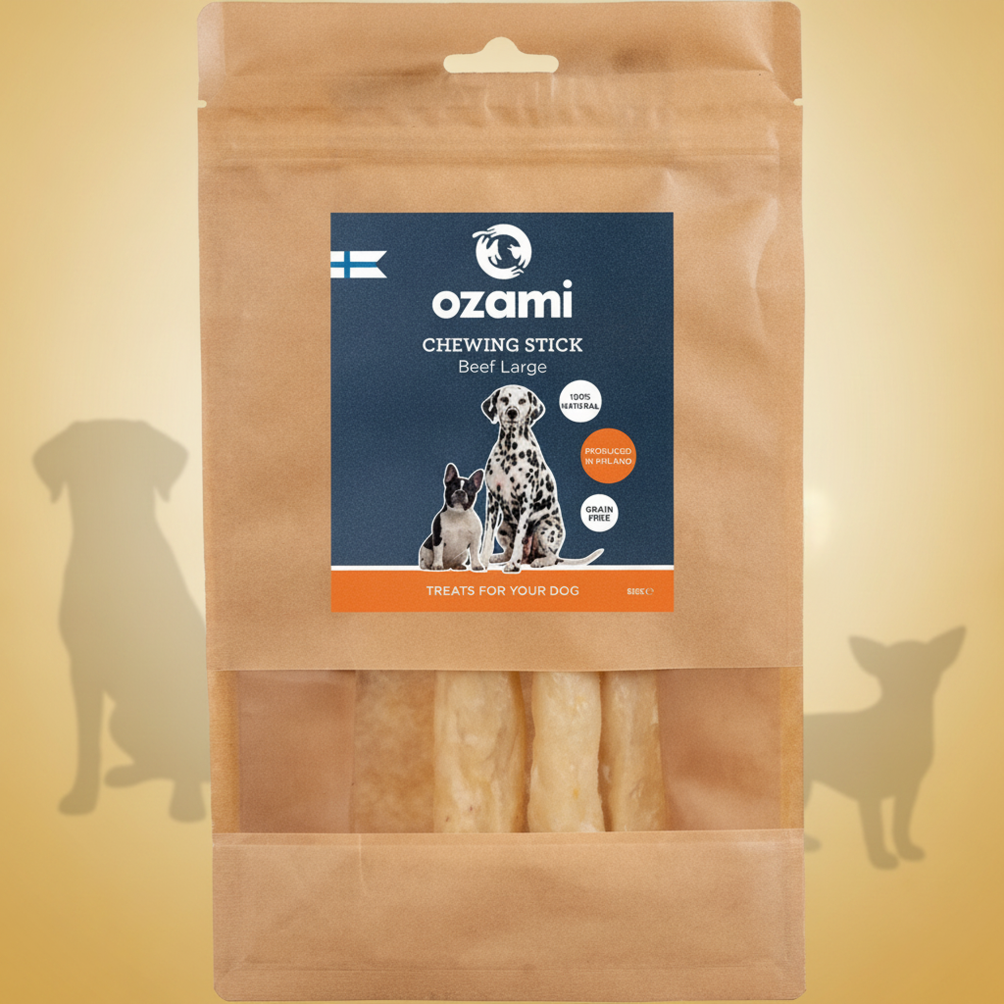 Ozami Tyggepinne Storfehud, 3-pk 20 cm
