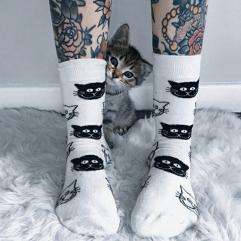 Bomullsokker med kattemotiv