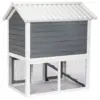 Utendørs kaninbur i tre – 2 etasjer (grå/hvit) 111×70.5×114.8 cm Utendørs kaninbur i tre – 2 etasjer (grå/hvit) 111×70.5×114.8 cm