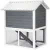 Utendørs kaninbur i tre – 2 etasjer (grå/hvit) 111×70.5×114.8 cm Utendørs kaninbur i tre – 2 etasjer (grå/hvit) 111×70.5×114.8 cm