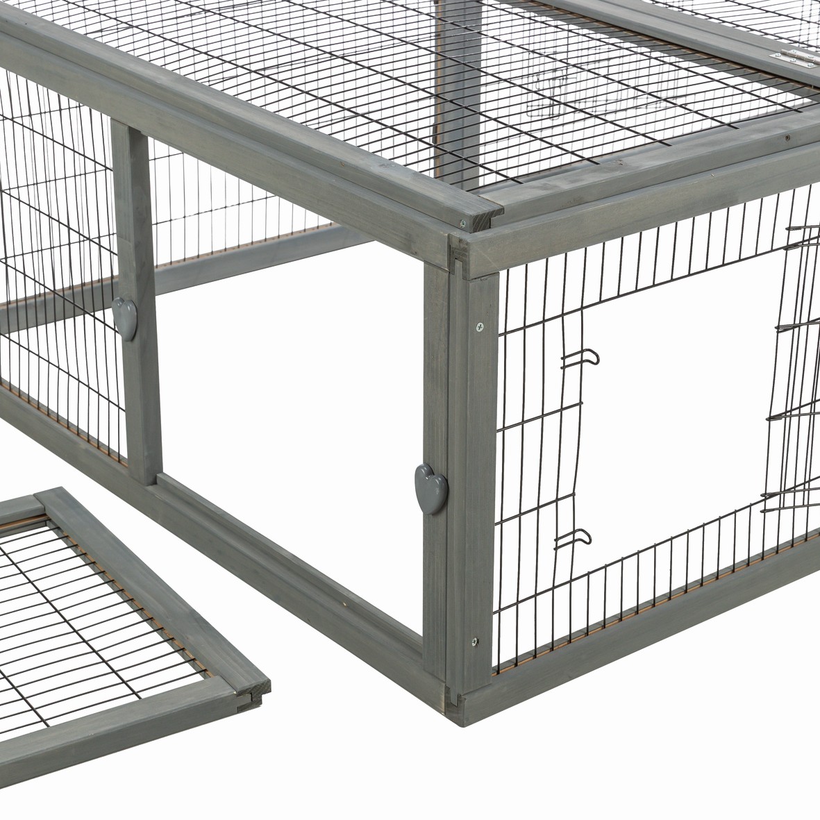 Utendørs kaningård med tak (løpegård) – 174 × 48 × 109 cm