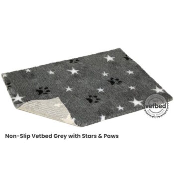 VetBed Nonslip Grå Stars and Paws 100x75cm