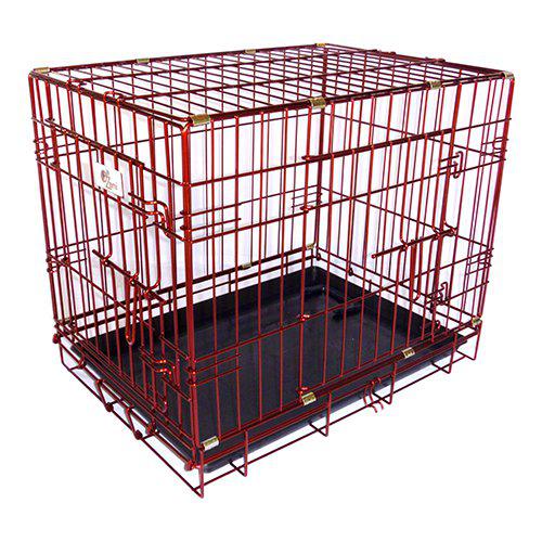 Stålbur hund sammenleggbart - 108,5x70,5x77,5 cm - Rød