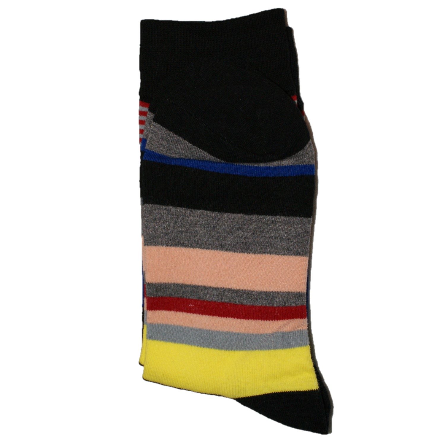 Sort sokk med Rosa og Gule Striper