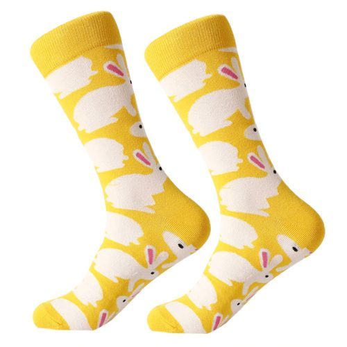 Hvit kanin på gul sokk