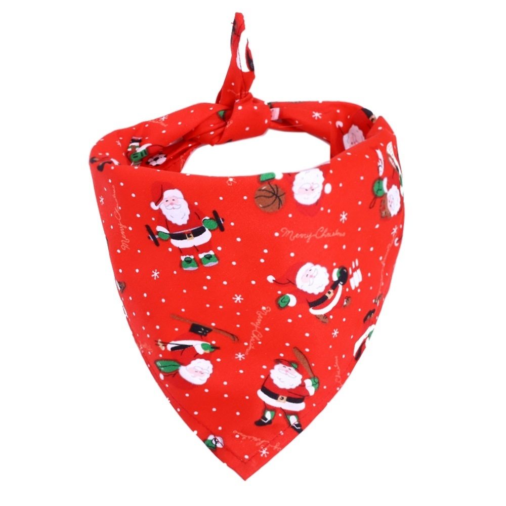 Jule Bandana-Halstørkle hund - Lys rød med julenisse