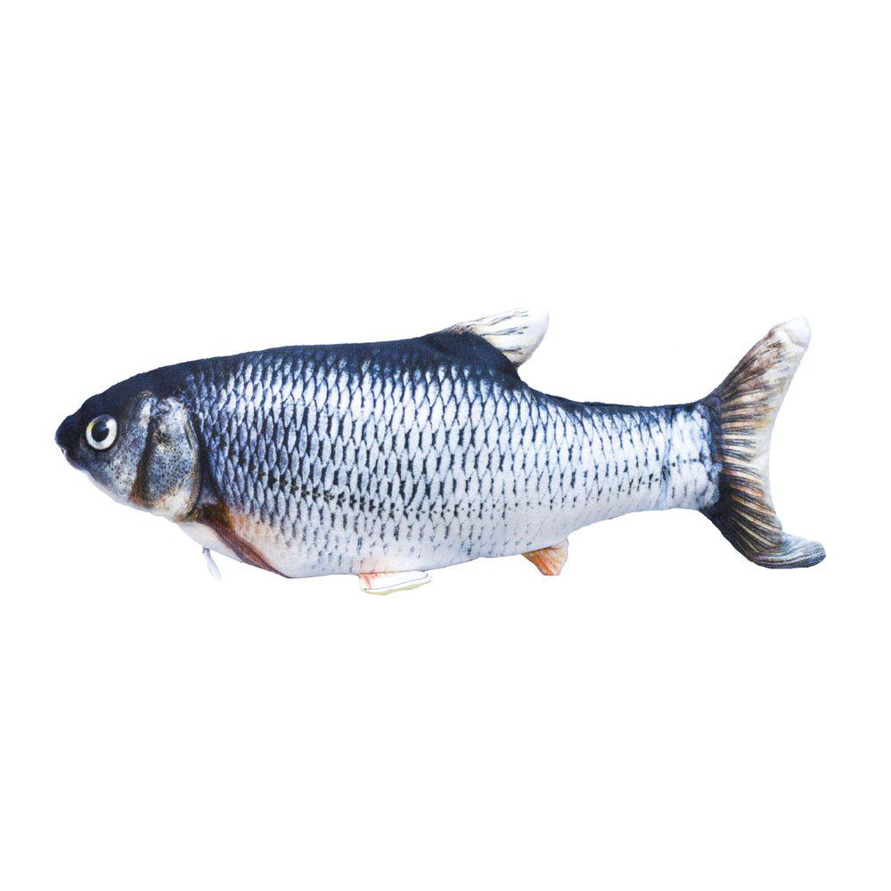 Sprellende fisk katteleke oppladbar - Sølv