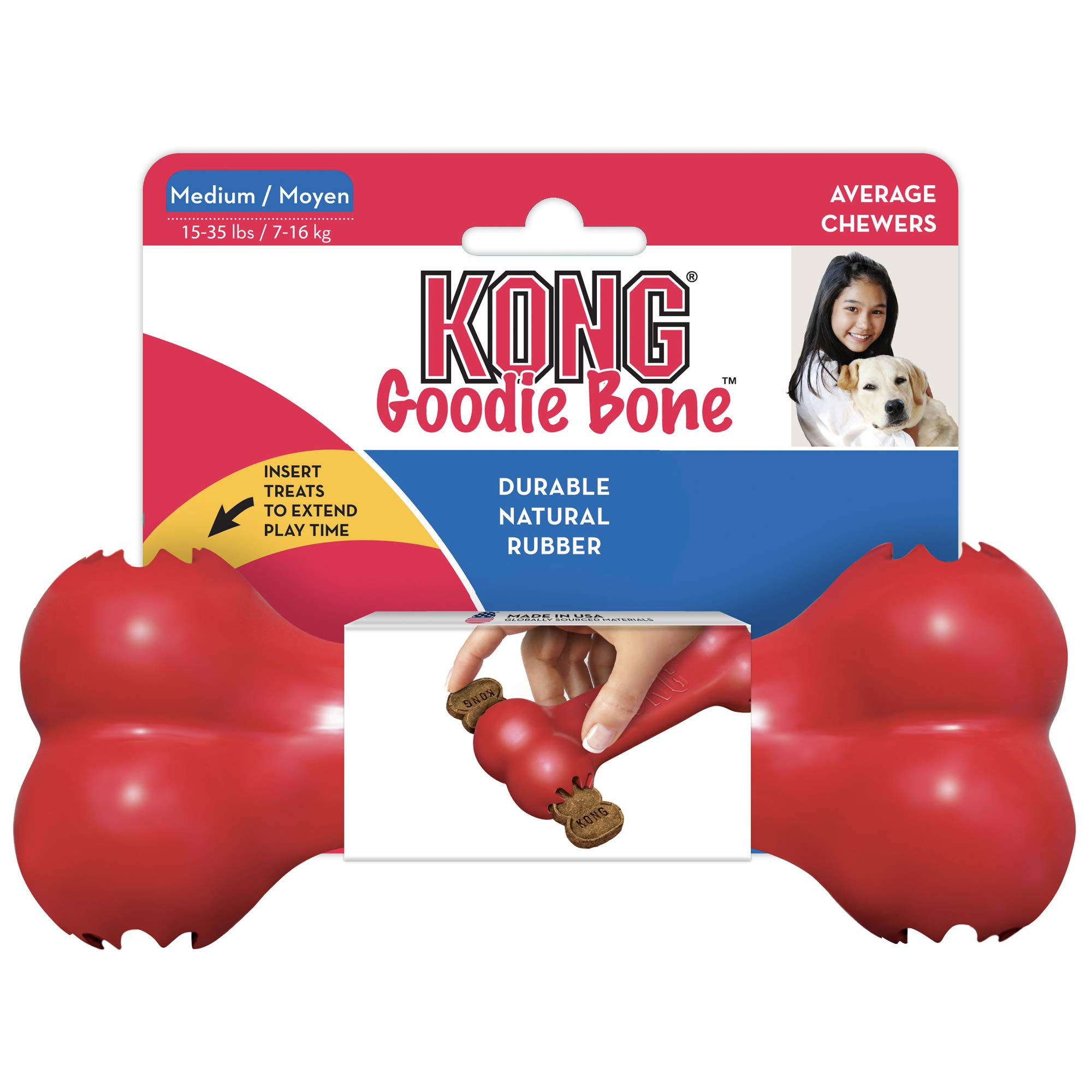 KONG Goodie Bone Hundeleke Gummi (3 størrelser) - Medium