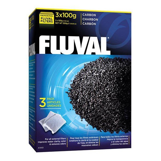 Fluval aktivt filterkull - 3x100gr.