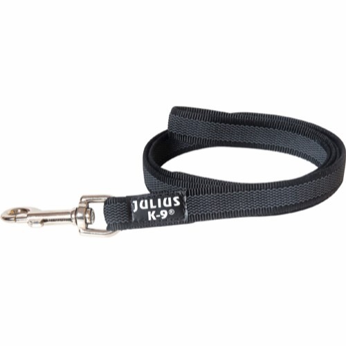 Julius K9 Kobbel med gummi 20mm bredde- Grå-Svart med håndtak - 20mm-1m langt