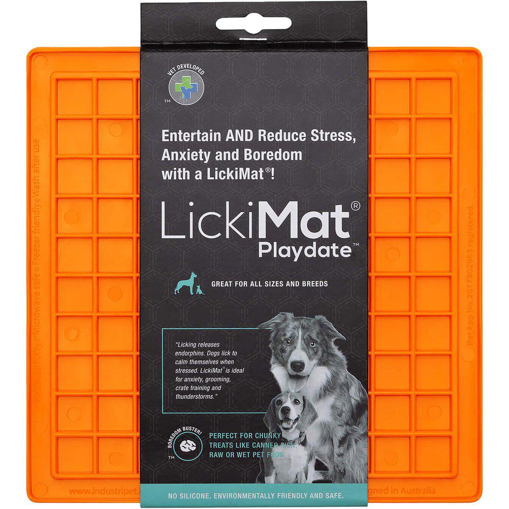 LickiMat Playdate Slikkematte 20x20cm - Orange