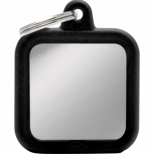 MyFamily Hushtag Firkant ID Tag-Aluminium med plast kant - Sølv