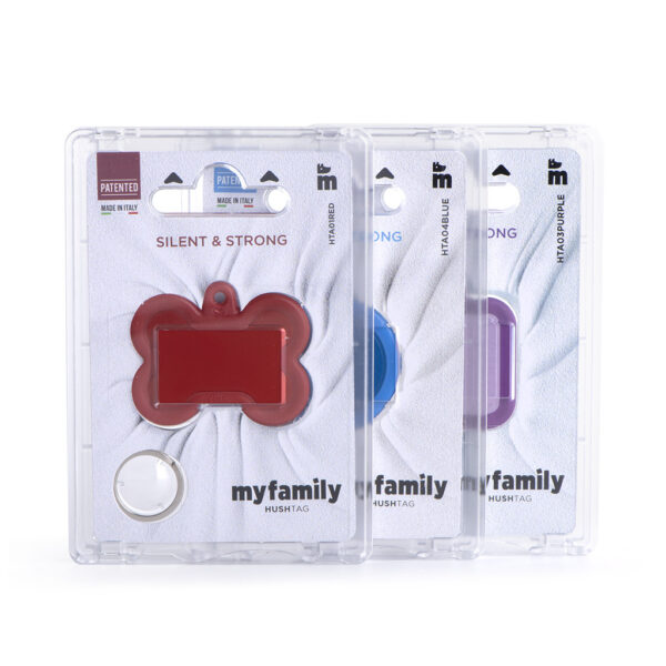 MyFamily Hushtag Firkant ID Tag-Aluminium med plast kant