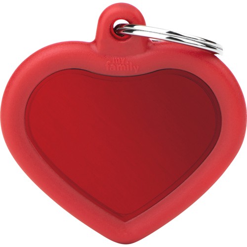 MyFamily Hushtag Hjerte ID Tag-Aluminium med plast kant - Rød