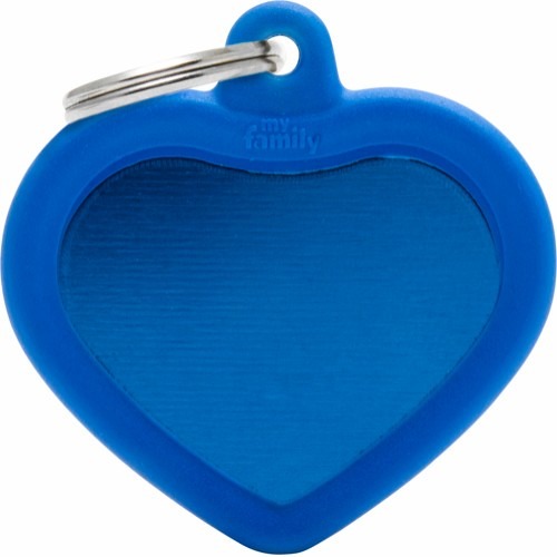 MyFamily Hushtag Hjerte ID Tag-Aluminium med plast kant - Blå