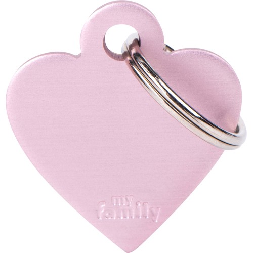 Myfamily Basic Hjerte ID tag aluminium - Rosa - 25x28 mm