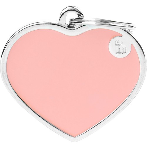Myfamily Basic Hjerte håndlaget ID tag - 37x36 mm - Rosa