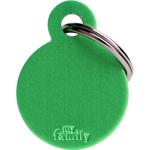 Myfamily Basic Sirkel ID tag aluminium - Grønn - 32x39 mm